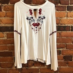 Flowy shirt with embroidered detailing
